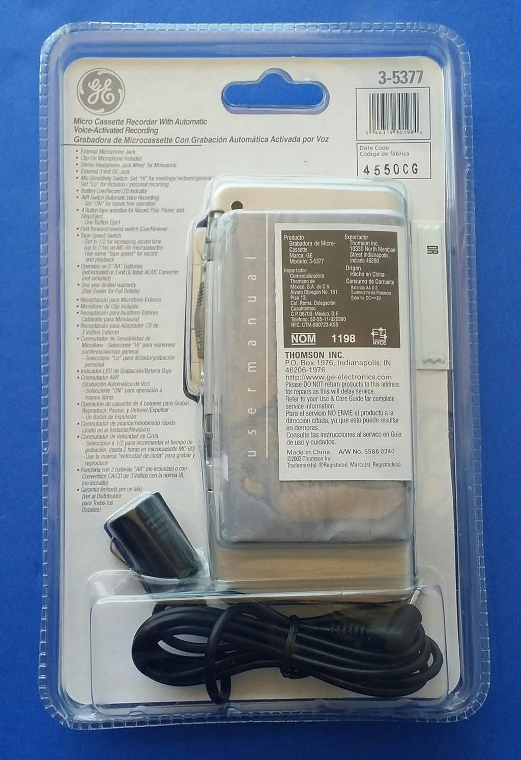 GE 3-5377 Microcassette Recorder