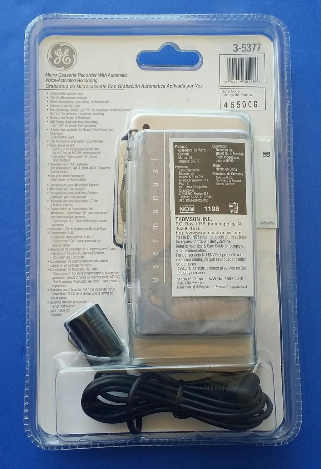 GE 3-5377 Microcassette Recorder