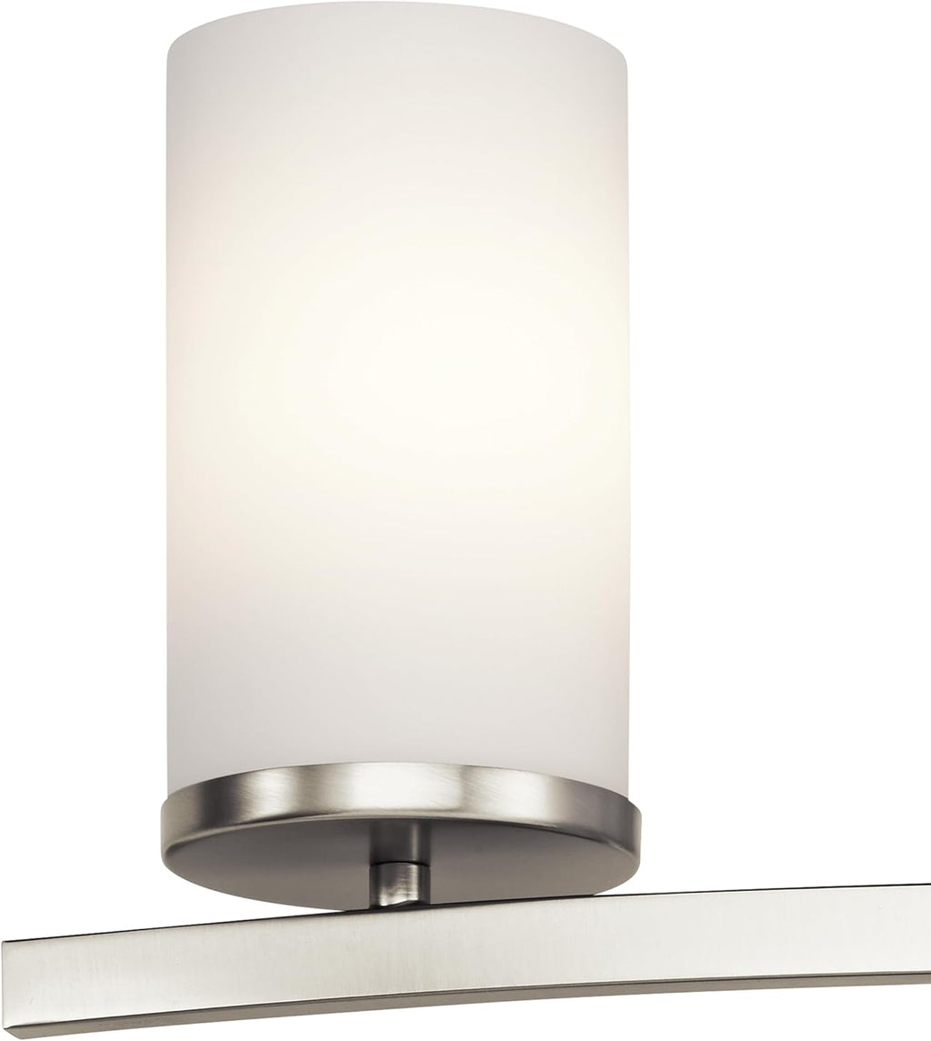 Kichler Crosby 23" Vanity Light in Brushed Nickel, 3-Light Contemporary Bathroom Light with Satin Etched Cased Opal Glass, (23" L x 8.75" H), 45497NI