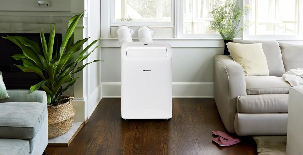 Hisense 8,000 BTU DOE/SACC (10,000 ASHRAE) Portable Air Conditioner Dual Hose & Inverter, 350 Sq Ft, Wi-Fi, ConnectLife App Google & Alexa, 3 operating modes, Noise 42 dB HAP0825TWD