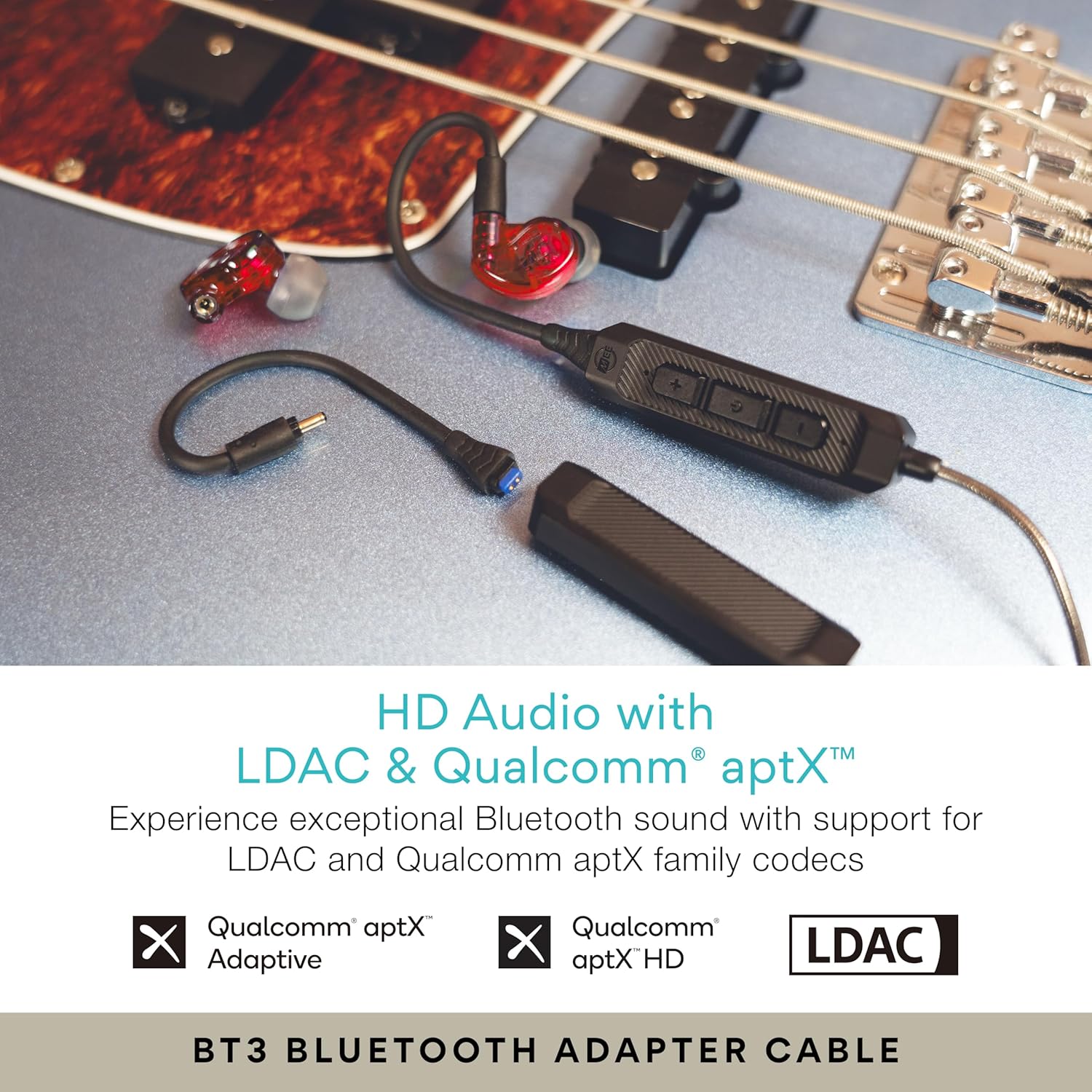 MEE audio M6 PRO Musicians' in-Ear Monitors Wired + Wireless Combo Pack: Includes IEMs, 2 Audio Cables and BT3 Hi-Res Bluetooth Audio Adapter w/aptX, LDAC, Auracast Support, & Built-in Headset (Red)