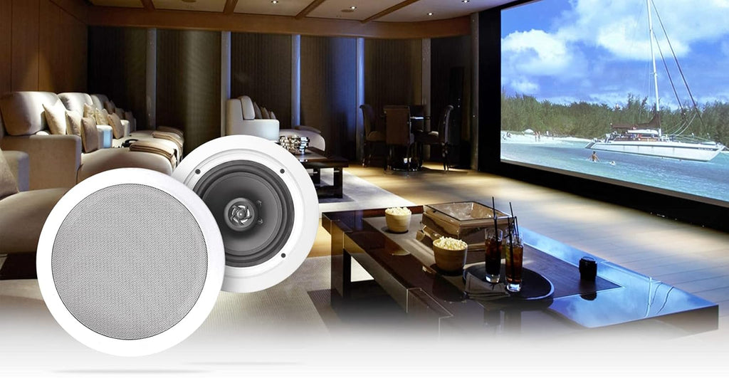 Rockville HC85 Bundle: (8) 8" 120W RMS/350W Peak Each 8 Ohm in-Ceiling Home Theater Speakers, Home Matrix 4 4-Zone 8-Channel 600W RMS (75W x 8) Multi-Room Receiver Amplifier, 9-Items