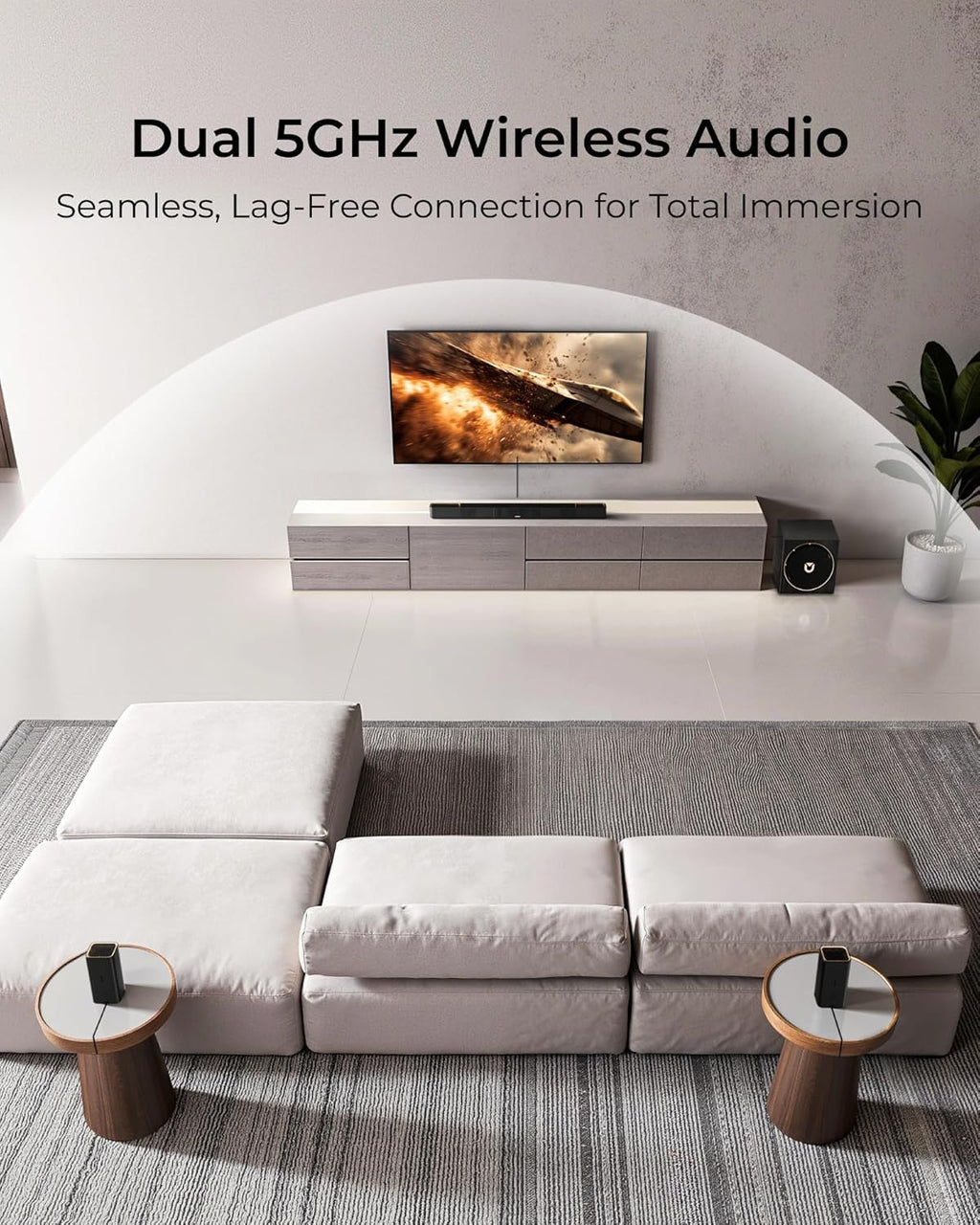 ULTIMEA Skywave X50 5.1.4ch Wireless Surround Sound System for TV, 760W Professional Sound Bar w/Dolby Atmos, 2 Wireless Surround Speakers & 8" Subwoofer, GaN Amplifier, 4K HDR Pass-Through, HDMI eARC