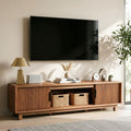 Alpen Fluted TV Stands for Living Room, 70" Mid Century Modern Entertainment Center with Storage, Brown Walnut TV Console for 65/75/80 Inch TV, Wood Television Media Cabinet for Bedroom