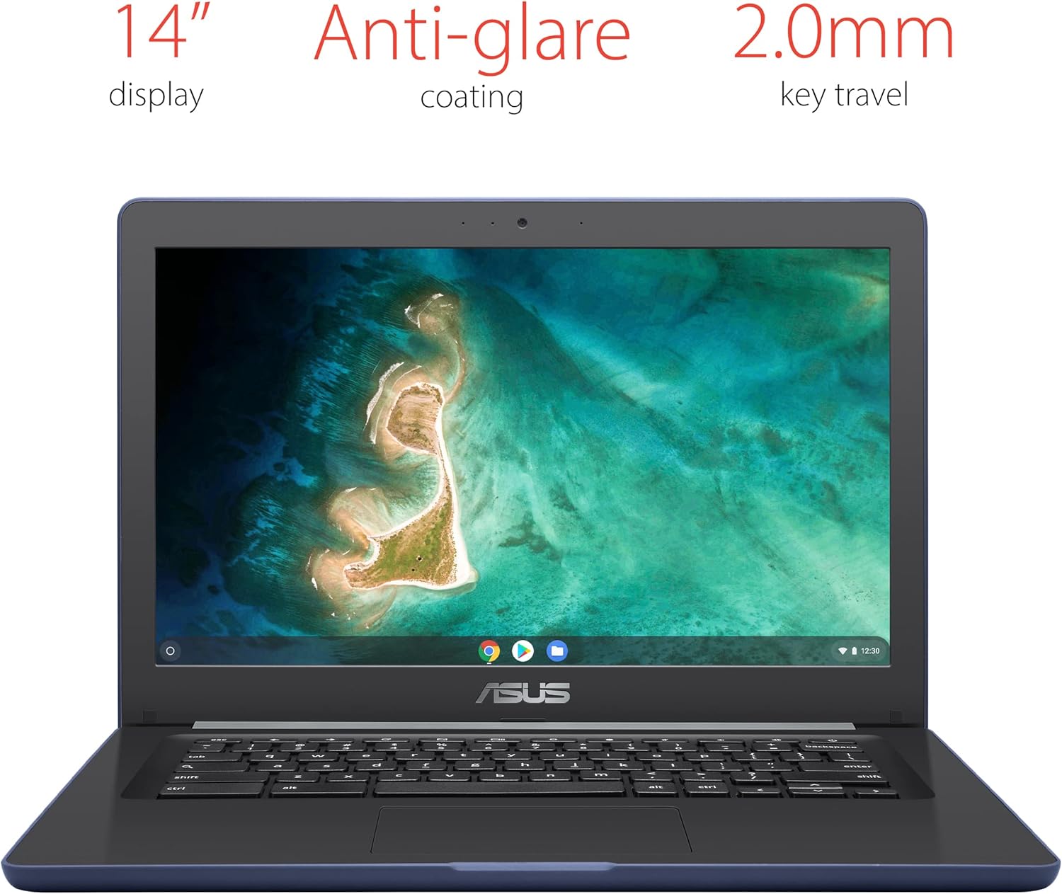 ASUS Chromebook C403 Rugged & Spill Resistant Laptop, 14.0" HD, Intel Celeron N3350 Processor, 4GB RAM, 32GB eMMC 810G Durability, Dark Blue, Chrome OS, C403NA-WS42-BL (Renewed)