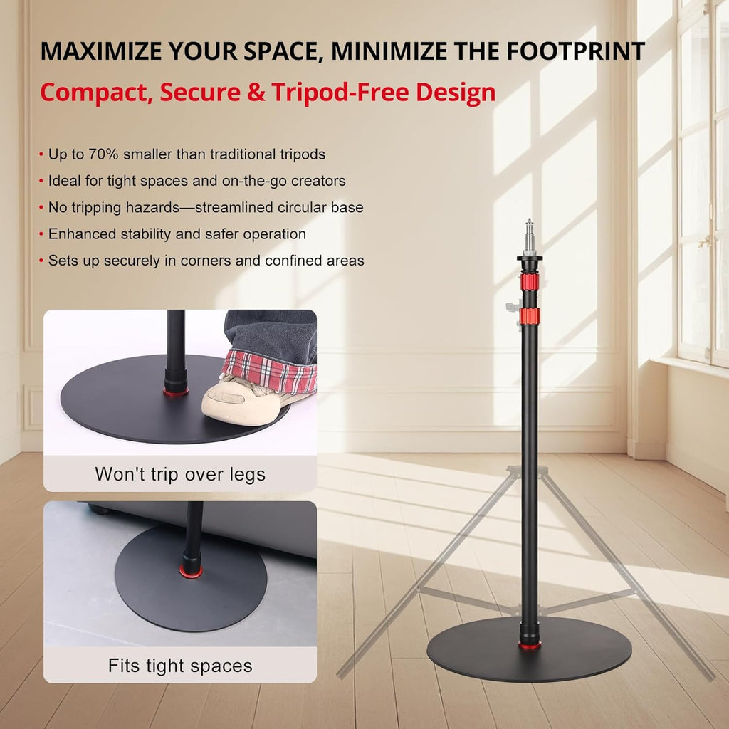 GVM YB2L200 79.9in Heavy Duty Light Stand Kit (2-Pack), Round Base Monopod, 10kg Load Capacity, Flat Base for Stability, for Video Recording, Live Streaming, Interviews & Photography Studio
