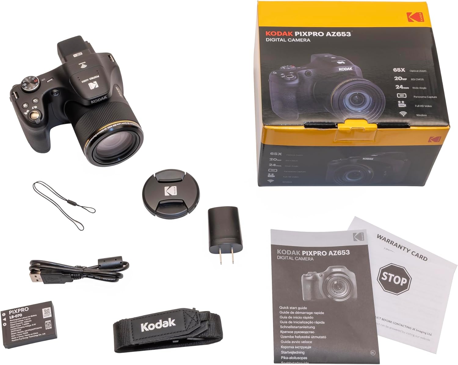 Kodak PIXPRO AZ653 Astro Zoom Digital Camera, 65x Optical with 20MP Sensor, 24mm Wide Angle, 1080p HD Video, OIS, WiFi, Black