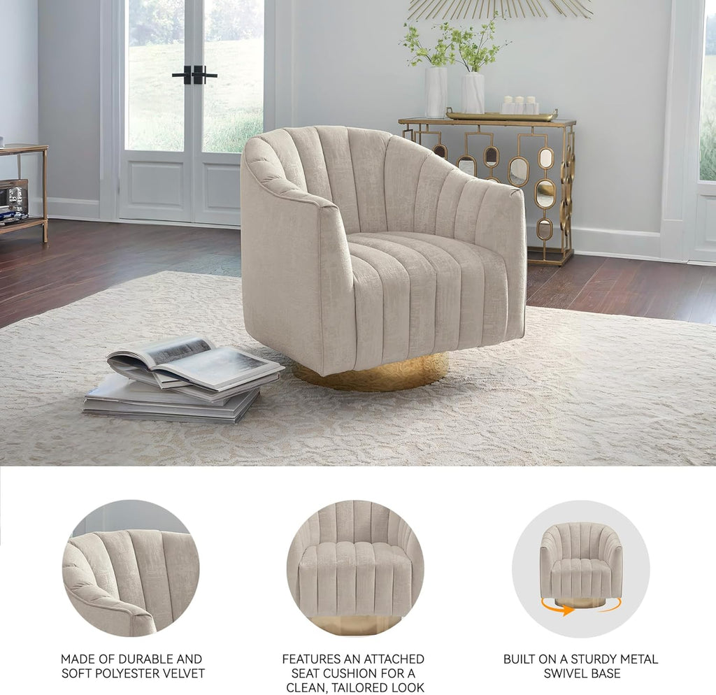 Signature Design by Ashley Penzlin Swivel Accent Chair, Beige