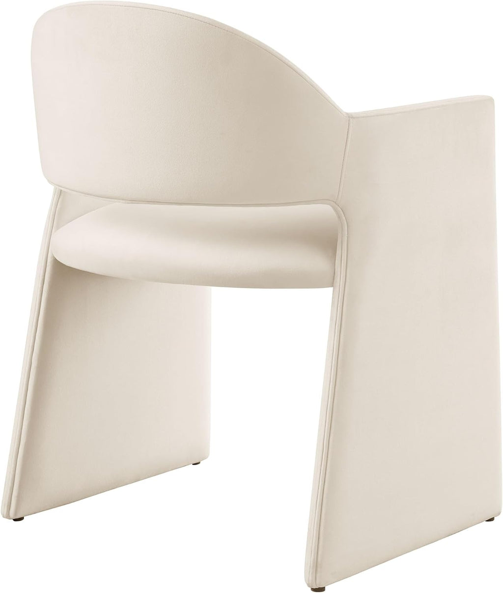 Modway Talia Performance Velvet Dining Armchair in Alabaster - Modern Curved Dining Chair with Open-Back - Stain-Resistant Velvet Barrel Chair - Living Room Accent Chair with Arms