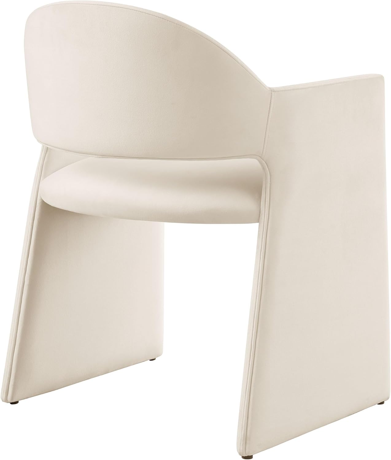 Modway Talia Performance Velvet Dining Armchair in Alabaster - Modern Curved Dining Chair with Open-Back - Stain-Resistant Velvet Barrel Chair - Living Room Accent Chair with Arms