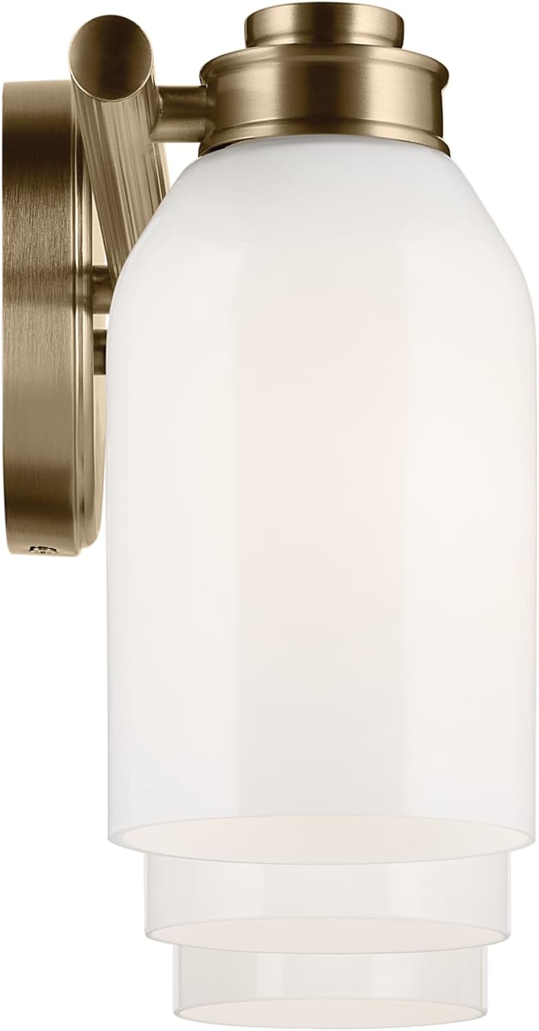 Kichler Shae 24.25" 3-Light Modern Bathroom Vanity Light Fixture with White Opal Glass Shade in Champagne Bronze for Powder Room and Over Mirror (24.25" W x 9" H), 55202CPZ