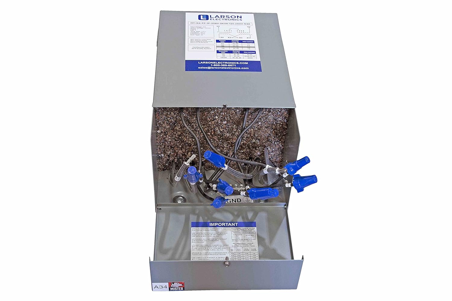1 kVA Isolation Transformer - 480V Primary - 208V Secondary - NEMA 3R - Fully Potted - 1 Phase