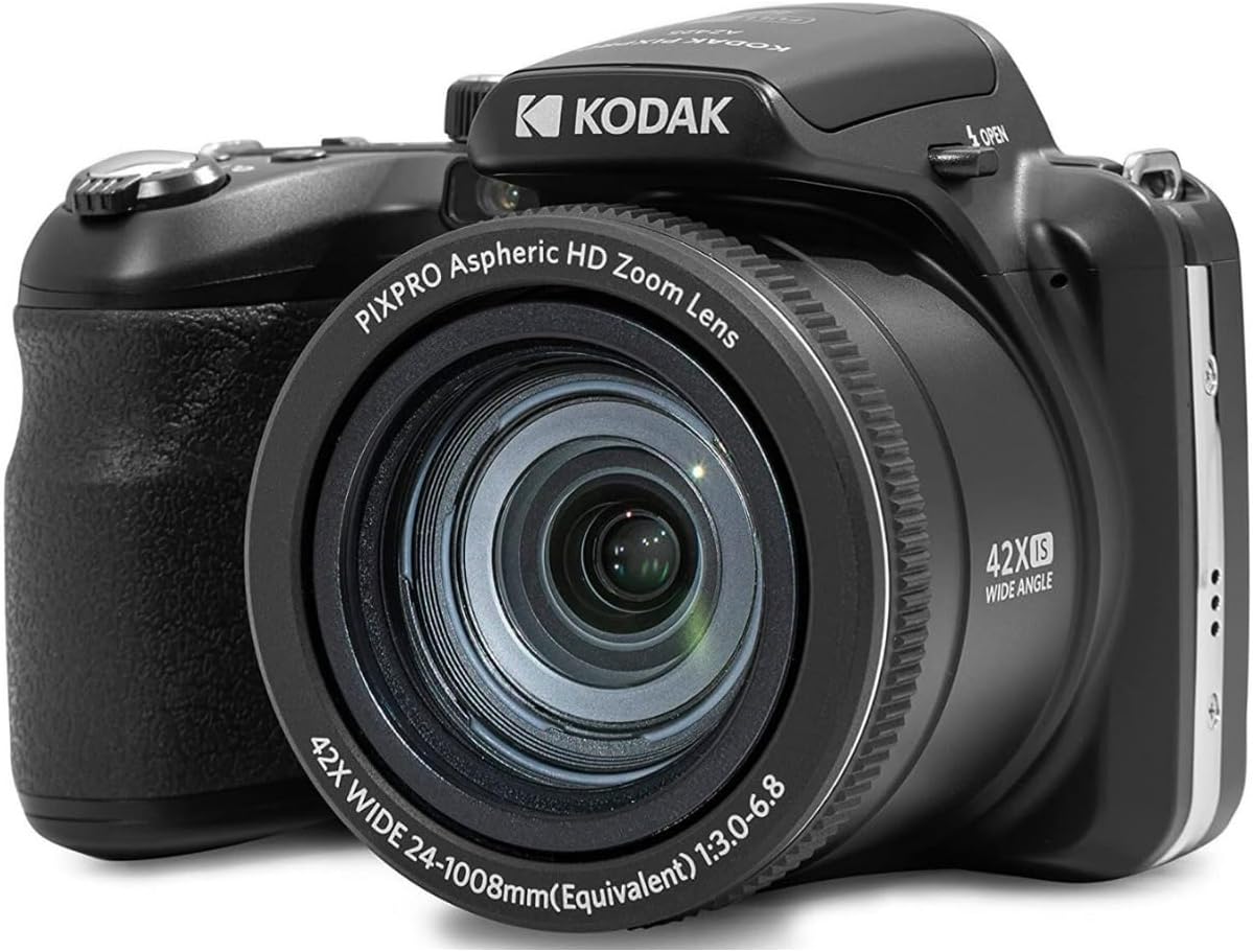 Kodak PIXPRO AZ425 Astro Zoom 20MP Digital Camera with 42x Optical Zoom (Black) Bundle with 32GB SD Card, Battery and Charger, and Tripod (4 Items)