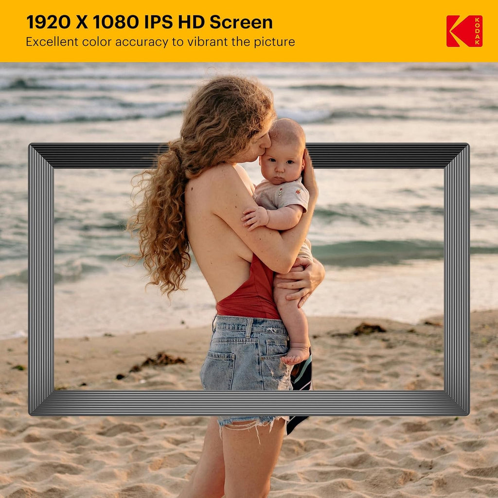 KODAK 15.6 Inch WiFi Digital Picture Frame, FHD 1080P IPS Touch Screen Photo Frame with 32GB Storage, App/Email/Google Photos Sharing, Video & Music Playback, Smart Calendar Weather, Gift for Mom