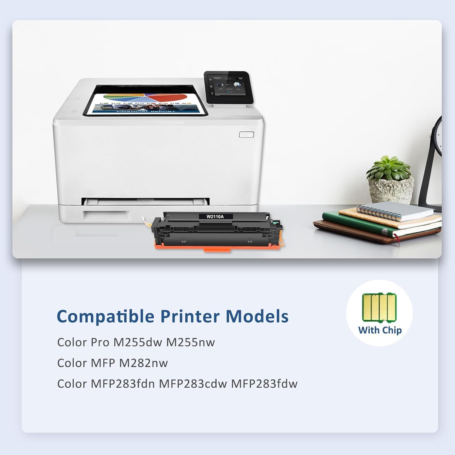 206A Toner Cartridges 4 Pack Color Laser jet Pro MFP M283fdw M283cdw Compatible for HP 206A 206X W2110A W2110X Toner Set for Color Laser Jet Pro MFP M255dw M283fdw M283cdw M255nw Printer Ink with Chip