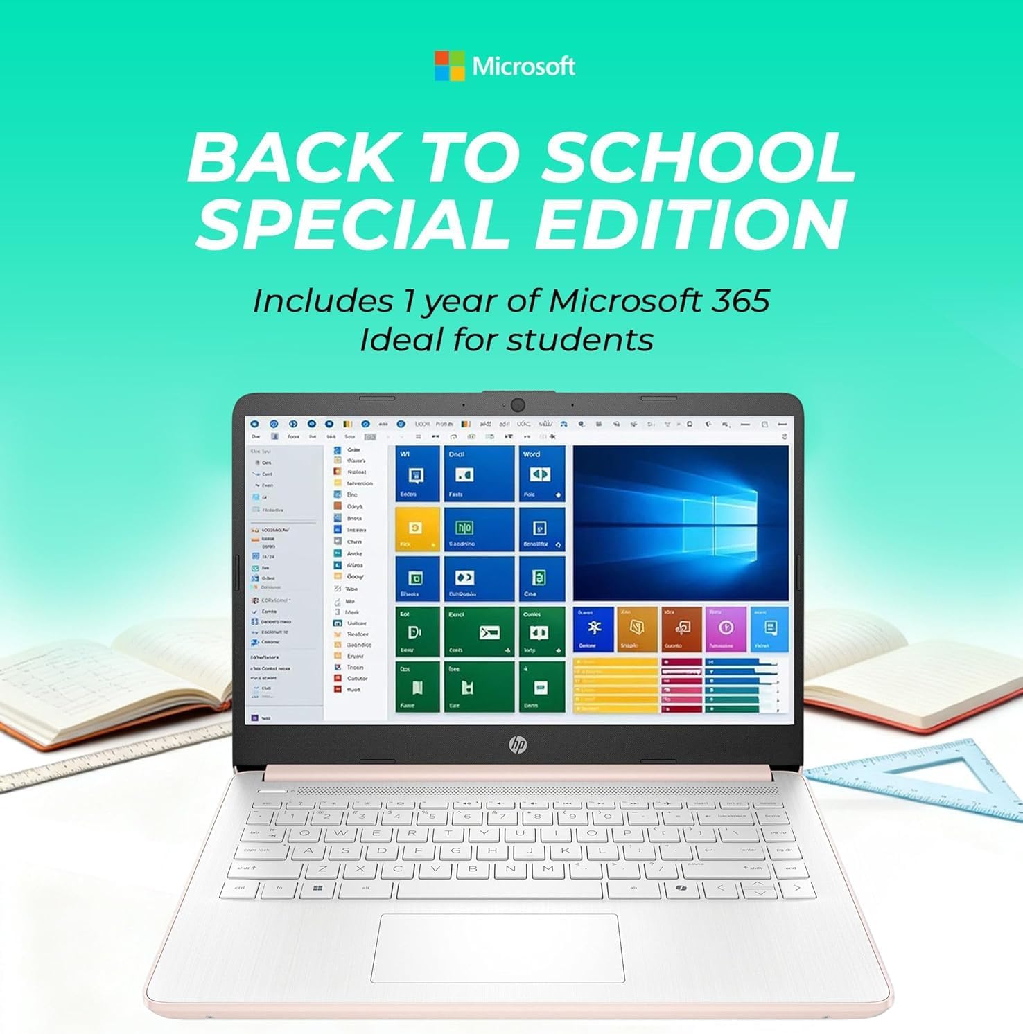 HP Ultrabook Laptop with Copilot AI • 2026 Edition • Latest Intel 4-Core N150 CPU • 8GB RAM • 128GB SSD • Microsoft 365 • Windows 11 • Thin & Portable • w/o Mouse