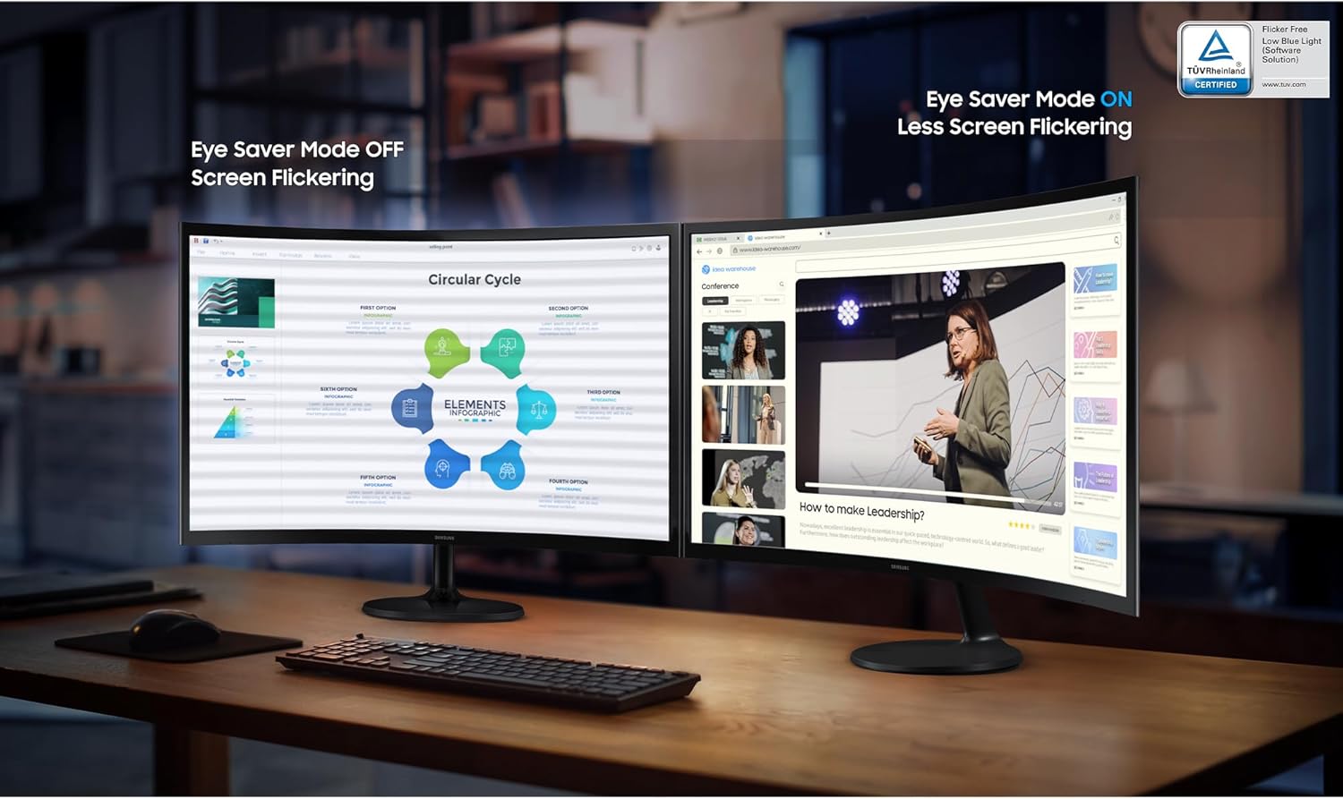 Samsung 27" Essential S3 (S36GD) Curved Monitor - FHD, 1800R Curved Screen, 100Hz, Eye Saver Mode, Game Mode, HDMI D-sub, LS27D36CGANXZA