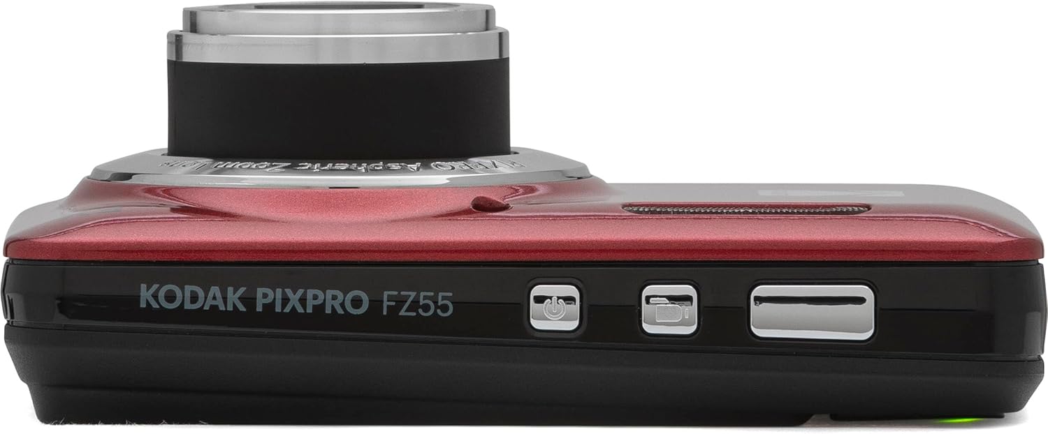 Kodak PIXPRO FZ55 Red 16MP Digital Camera 5X Optical Zoom 28mm Wide Angle 1080P Full HD Video 2.7" LCD Camera + 64GB Card and Reader + Case + Memory Wallet + Tripod + Cleaning Bundle