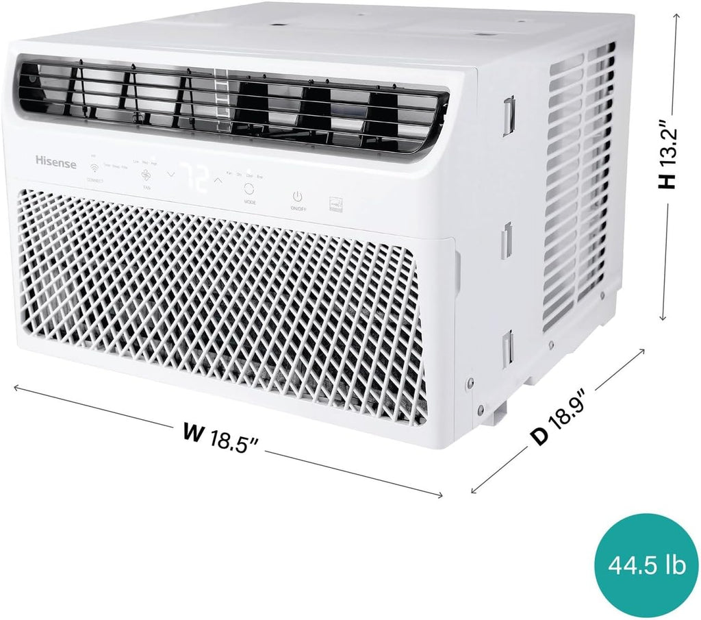Hisense 8,000 BTU Smart Window Inverter Air Conditioner with Quiet, High Efficiency Operation and Wi-fi Control, 115V, Window AC Unit for Apartment, Bedroom, Medium Rooms up to 350 Sq. Ft. in White