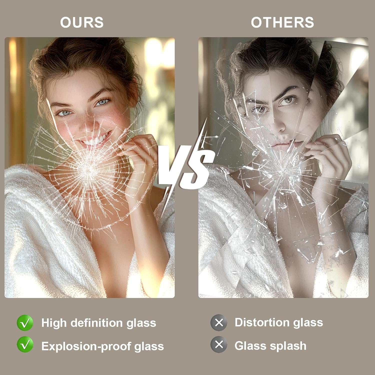 48x30 LED Bathroom Mirror with Lights, Brighter Backlit + Front Lit, Tempered Glass, Dimmable, Multiple Light Modes, Anti-Fog Lighted Bathroom Vanity Mirror for Wall, Memory Function