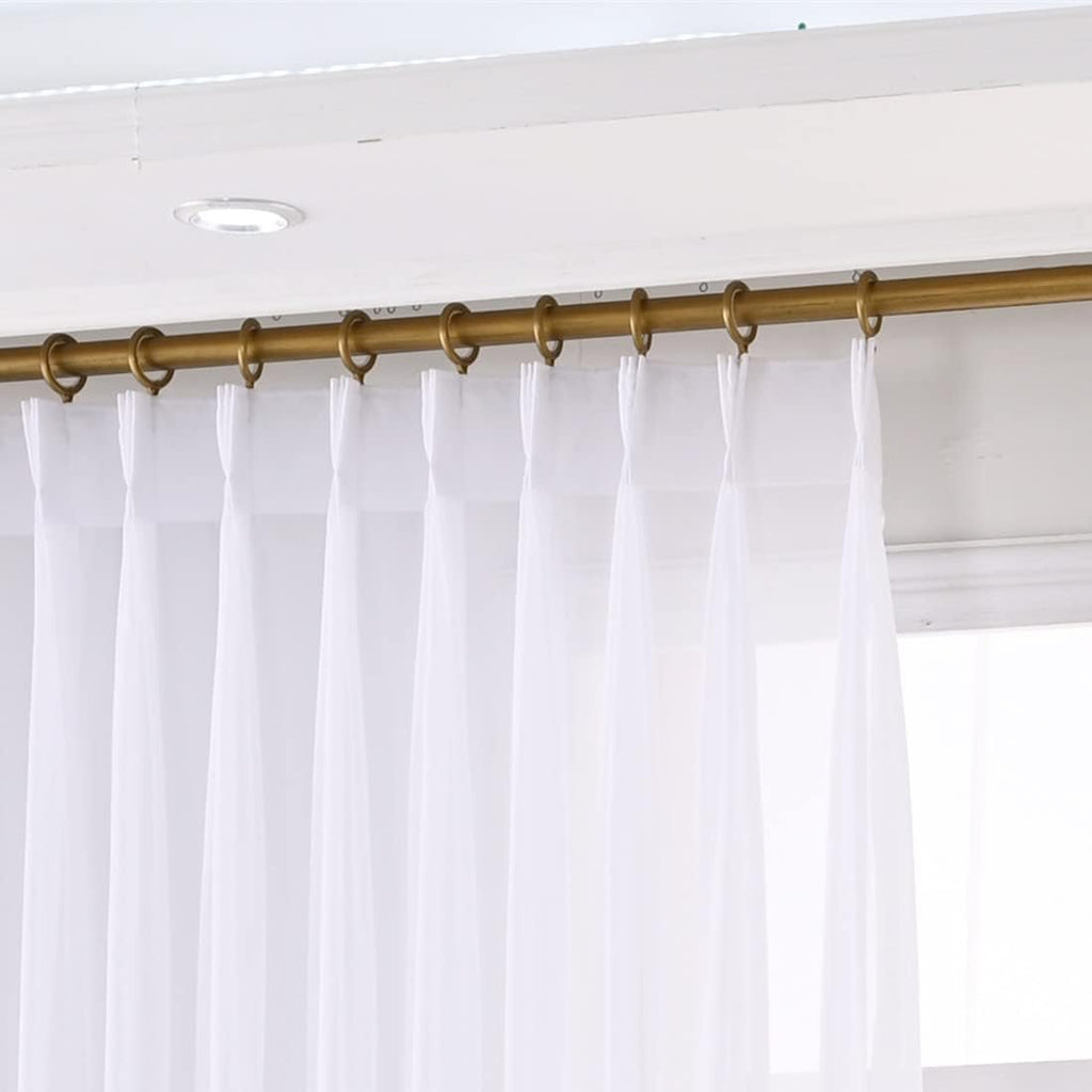 Pure White Chiffon Triple Pinched Pleats French Pleated 84 Inches Long Sheer Curtains for Living Room Window Treatment Tulle Kitchen Voile Bedroom Drapes (Pure White, 60W x 84L (2 Panels))