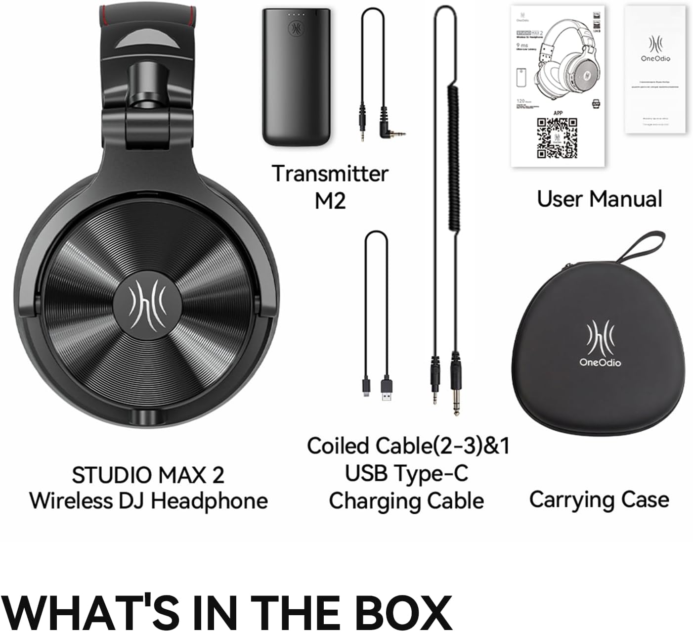 OneOdio Studio Max 2 Wireless DJ Headphones, 9ms Low Latency Hi-Res Audio Over Ear Studio Headphones with LDAC, 120H Playtime, Bluetooth Headphones Support 3.5MM 6.35MM for Guitar Keyboard