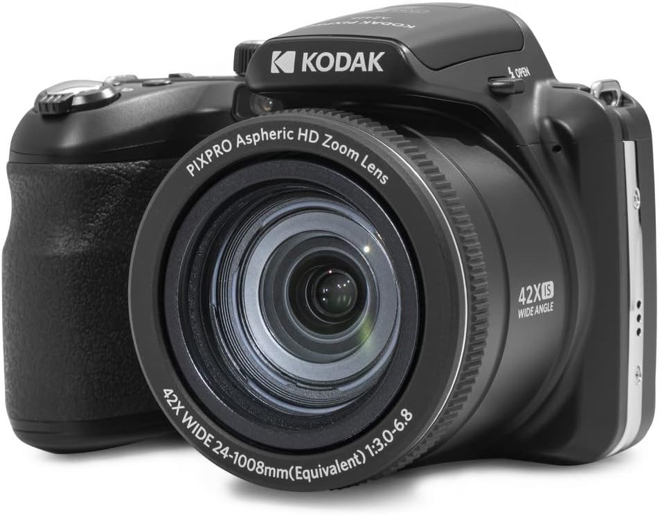 KODAK PIXPRO AZ425 Digital Camera, 42x Optical Zoom Bridge with 20MP BSI Sensor, Li-Ion Battery, OIS, 1080p Full HD Video, Black