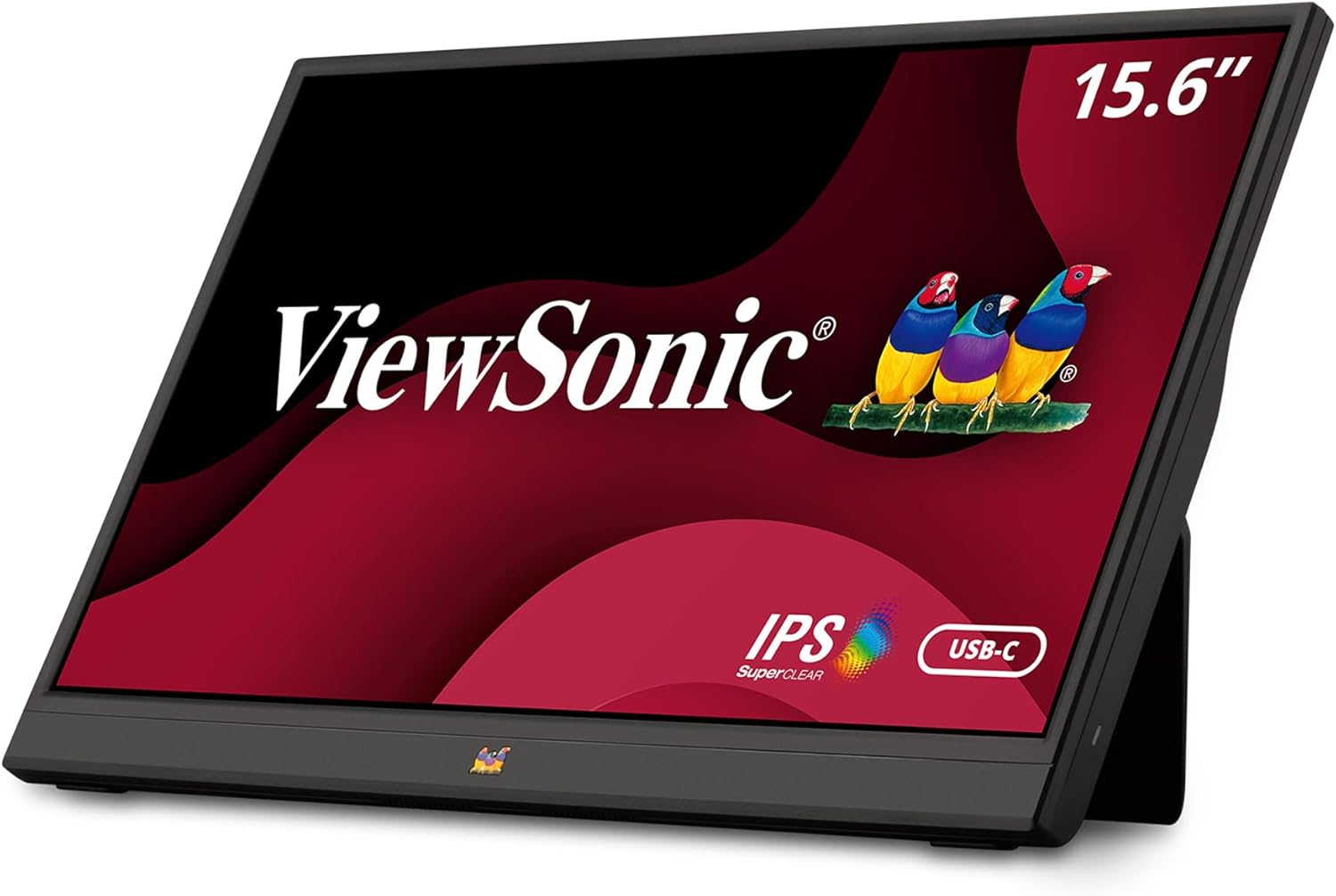 ViewSonic VA1655 15.6 Inch 1080p Portable Monitor, IPS Display with Eye Care for Comfortable Mobile Workspaces, Built-in Stand, 60W USB-C, Mini HDMI, and Protective Case