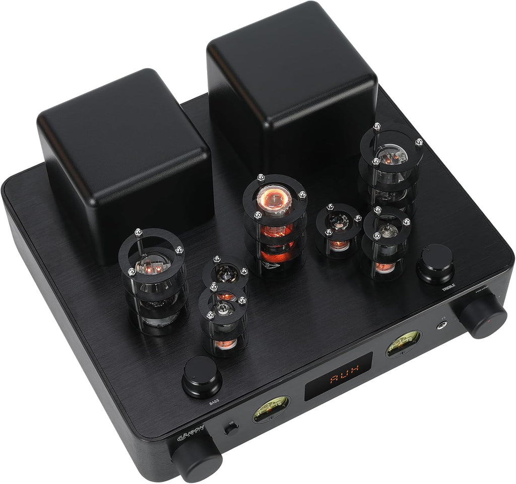 Juson Audio JTA100 2025 Version 200W Vacuum Tube Amplifier Integrated Hybrid with BT 5.0 Optical AUX RCA Phono Input and Headphone Output 2.1CH Class AB HiFi Home Audio for Turntable