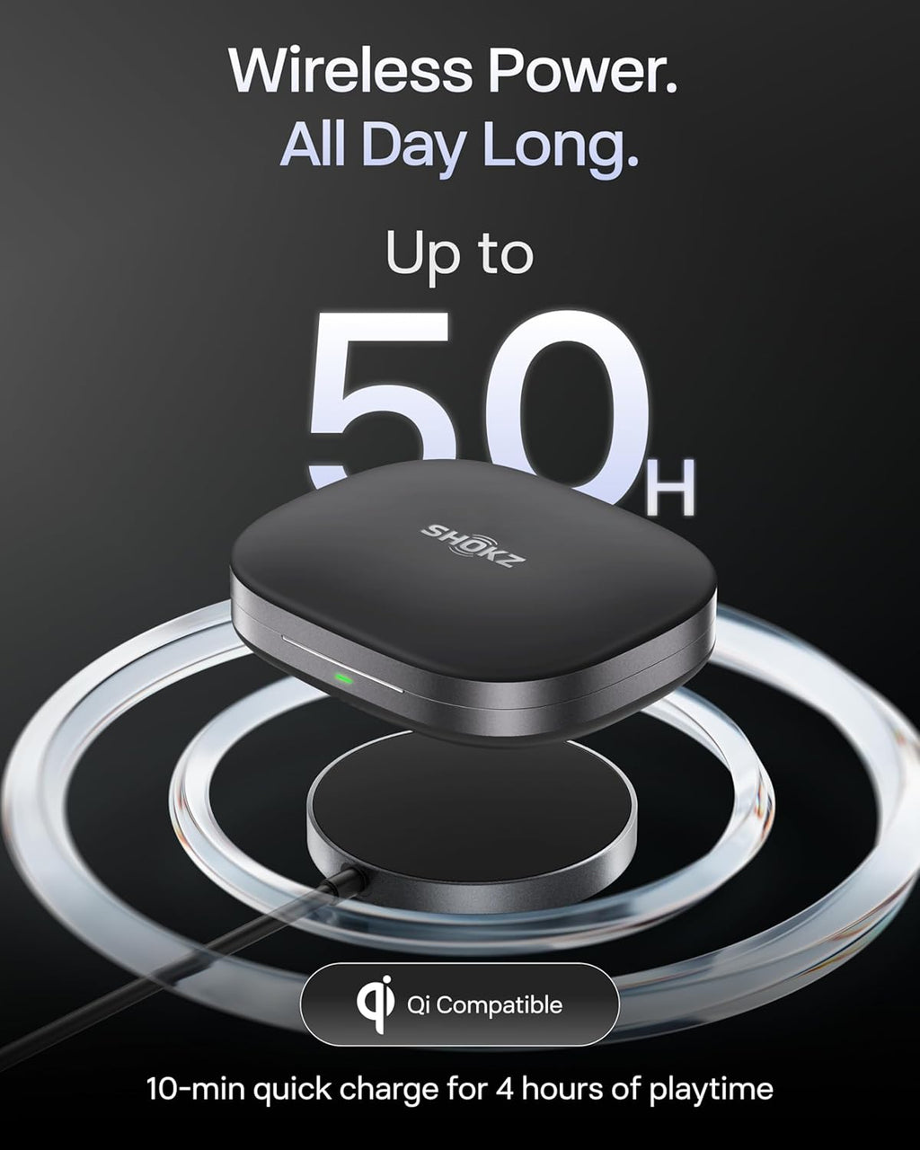 SHOKZ OpenFit Pro Open-Ear True Wireless Earbuds with Open-Ear Noise Reduction, Optimised for Dolby Atmos, Deep Bass, 50H Playtime, AI-Powered Clear Calls for Work, Sport, Bluetooth 6.1, IP55, Black
