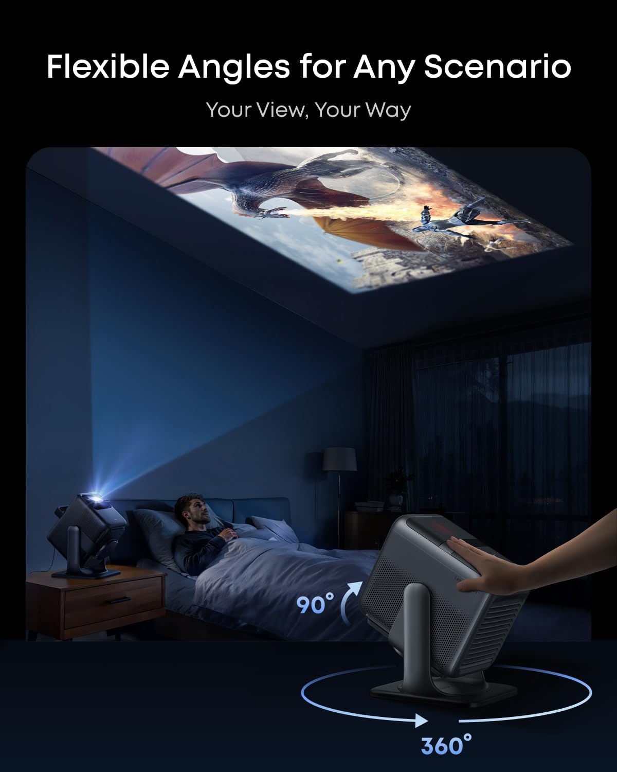 NEBULA Gimbal Stand for Projectors, 360° Rotation, Adjustable Height and Angle, Easy Setup, Projects onto Ceiling, Compatible X1, Cosmos 4K SE, Cosmos Laser 4K, for Backyard, Bedroom
