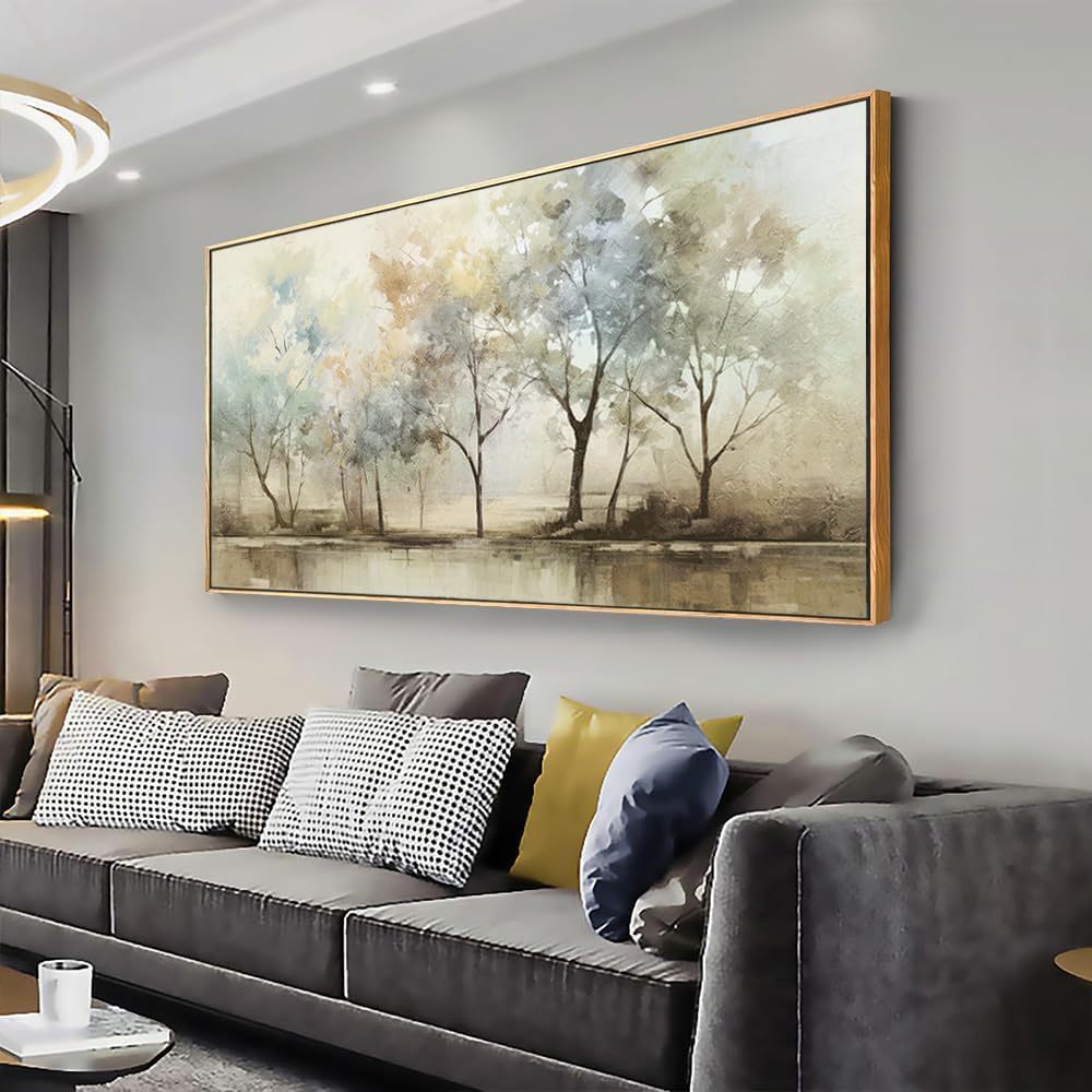 VHMING Abstract Wall Art Artwork Retro Trees Pictures Decor Canvas Painting Framed Ready to Hang Living Room Bedroom and Office Wall Decor 30x60 Inch
