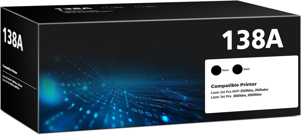 138A Black Toner Cartridge MFP 3101fdw W1380A Compatible for HP 138A 138X Black Toner Cartridge Replacement HP138A HP138X Works with Laser Jet Pro 3001dw 3001fdw Pro MFP 3101fdw 3101sdw, 2-Pack
