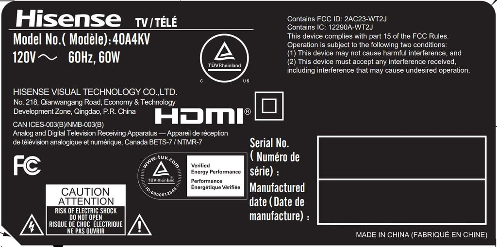 HISENSE 40" Class A4 Series LED Full HD Smart Vidaa TV 40A4KV