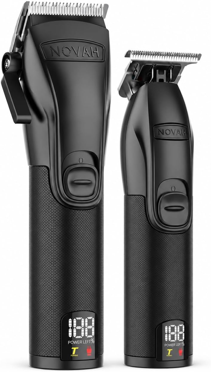 Novah® Professional Hair Clippers for Men, Professional Barber Clippers and Trimmer Set, Mens Cordless Hair Clipper for Barbers Haircut Kit Fade