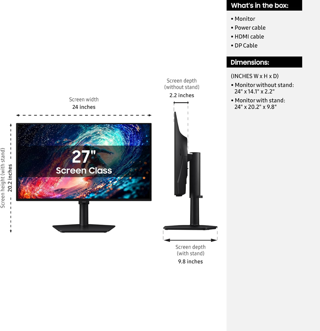 Samsung 27" Odyssey OLED G6 (G61SH) Gaming Monitor - QD-OLED, QHD (1440P), 240Hz, 0.03ms, Glare-Free, Pantone Validated, HDR10, Height-adjustable stand, OLED Safeguard, 3 Year Warranty, LS27HG612SNXZA