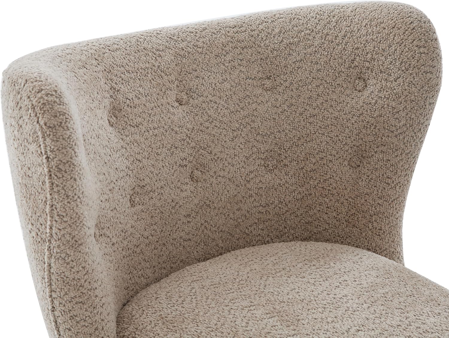 Christopher Knight Home Aurora Boucle Upholstered Wingback Accent Chair, Solid Wood Living Room Slipper Chair, Bedroom Comfy Reading Chair, Brown
