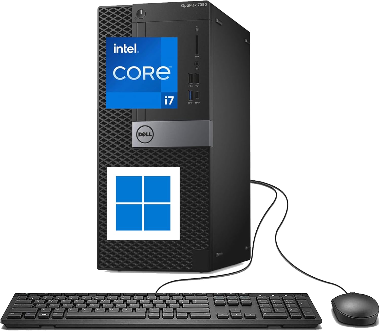 Dell Optiplex Mini Tower i7 Desktop 7050 Computer PC, 7050 Mini Tower Windows 11 Pro, Quad Core i7-6700 3.4GHz up to 4.0GHz, 16GB RAM, 512GB SSD, Keyboard (Renewed)
