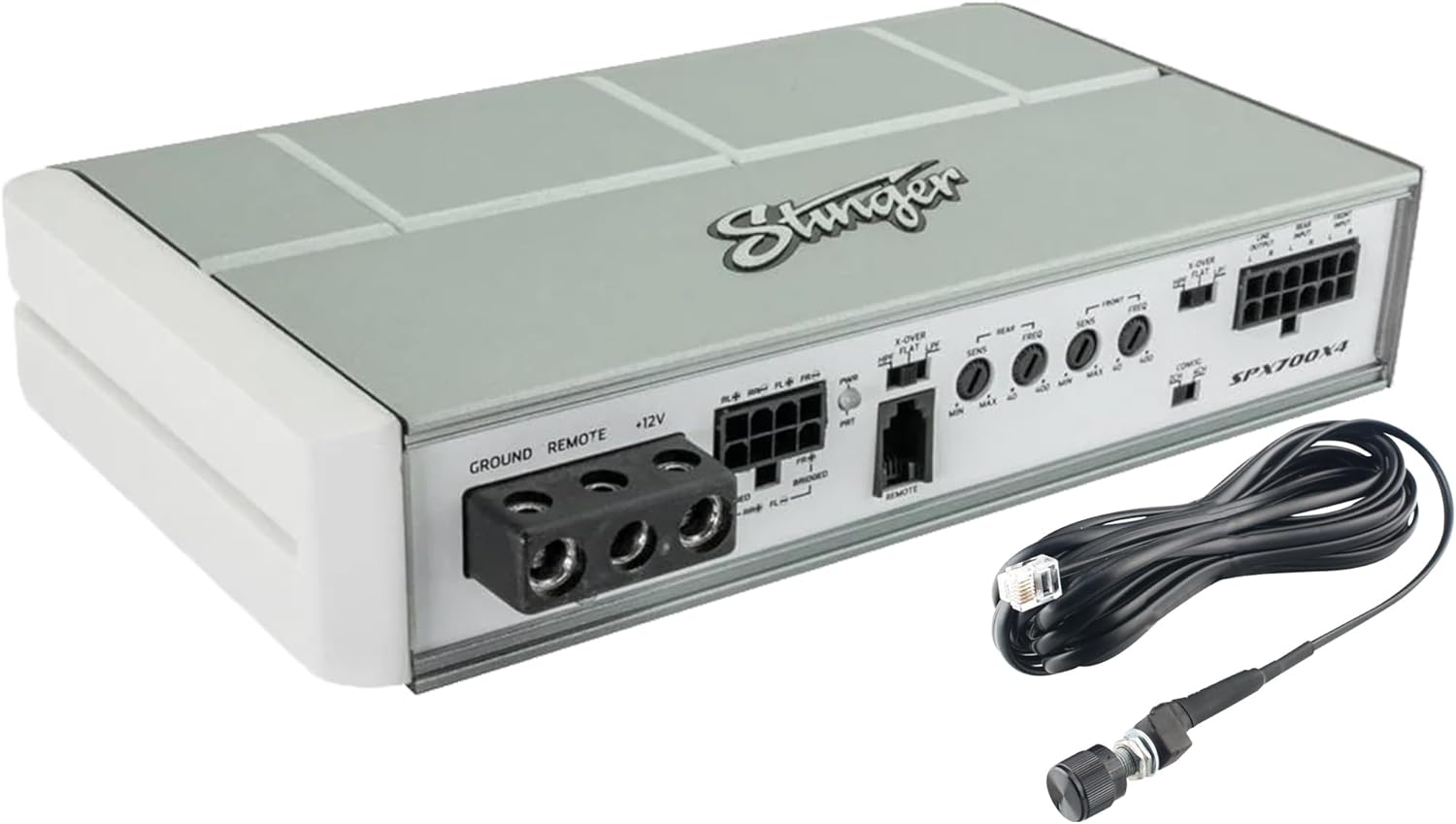 Stinger SPX700X4 Marine & Powersports 4-Channel 700W Class D Micro Amplifier for Motorcycle, Boat, ATV, UTV, Side by Side RZR, 4x4 Off Road Vehicle or Car Audio System, Subwoofer Bass Knob