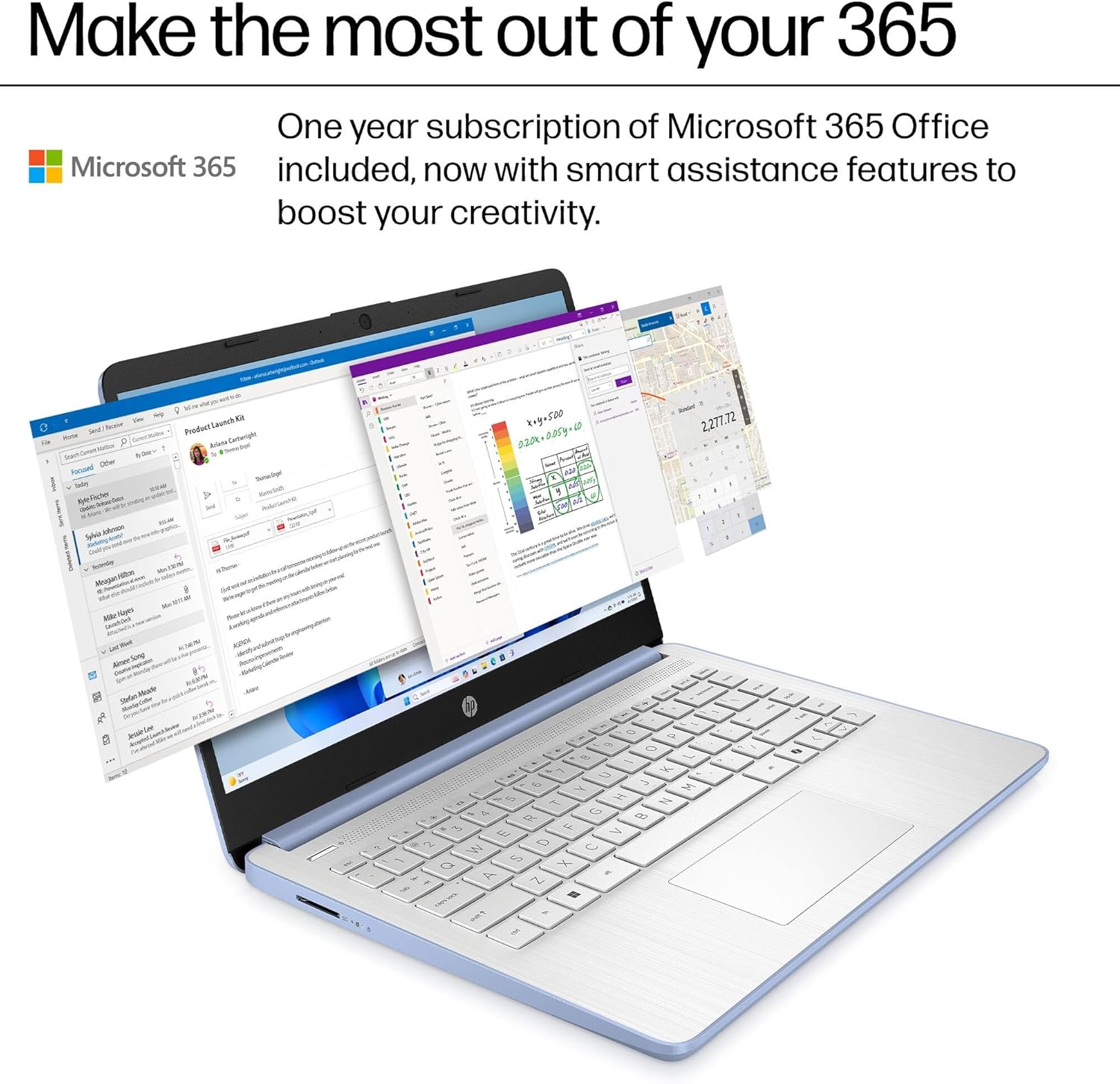 HP Laptop Computer for Students, 2026 Edition AI PC, 1 Year Office 365, Intel Processor, 16GB RAM, 128GB UFS, 500GB External HDD, Long Battery Life, Webcam, WiFi 6, Windows 11 Home S, Sky Blue