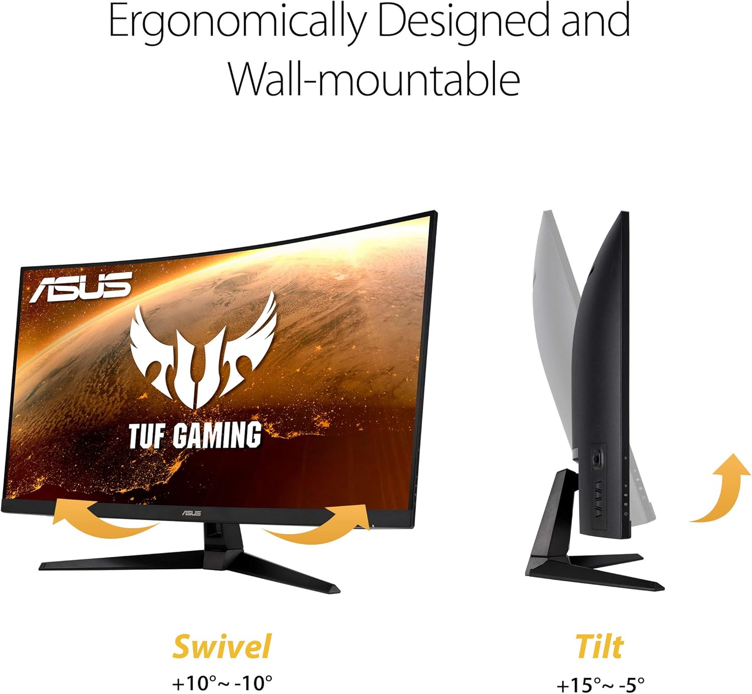 ASUS TUF 32 Inch Curved Gaming Monitor - QHD (2560 x 1440), 165Hz (Supports 144Hz), 1ms, Extreme Low Motion Blur, Speaker, FreeSync Premium, VESA Mountable, DisplayPort, HDMI - VG32VQ1B