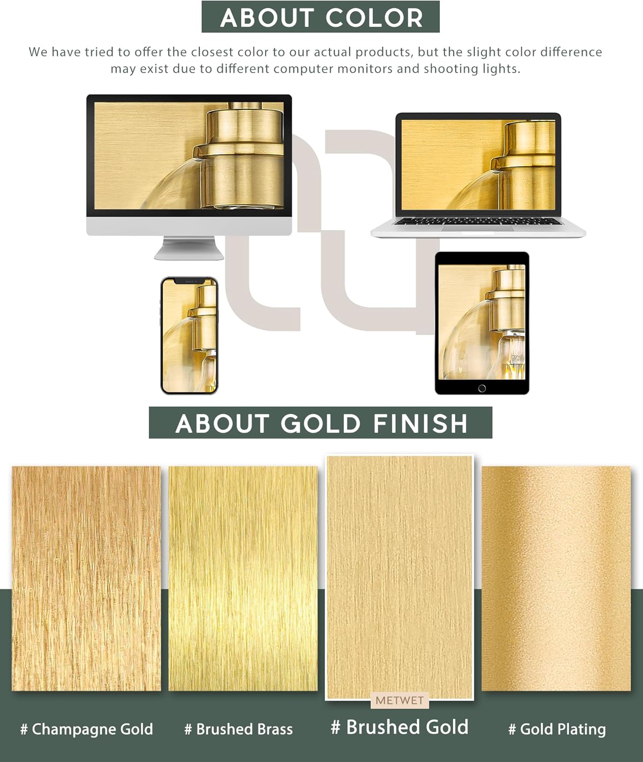 Bathroom Light Fixtures, 4 Light Brushed Gold Vanity Lights with Flared White Fabric Shade, 28 Inch Wall Sconce, Modern Sconces Wall Lighting for Hallway Bedroom, VL837-BG-4