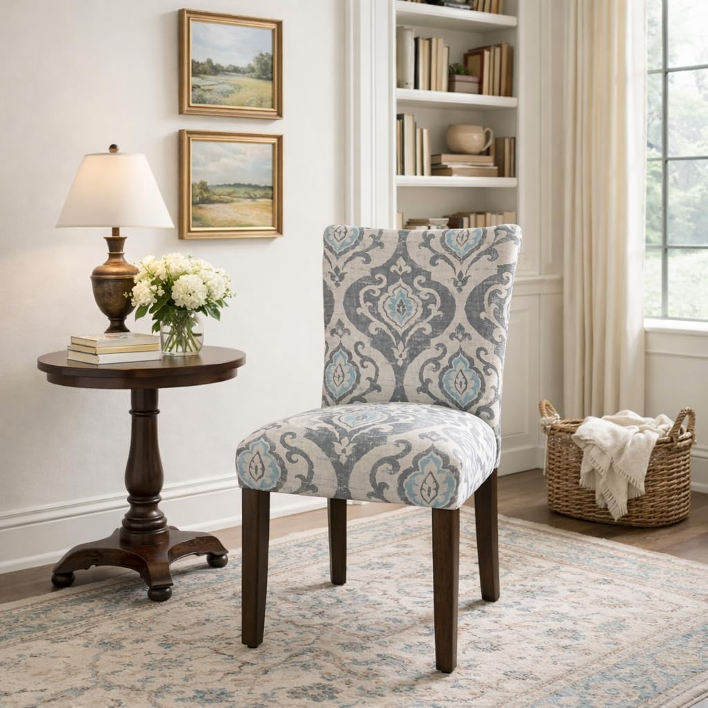 HomePop Parsons Classic Upholstered Accent Dining Chair, Set of 2, Suri Blue