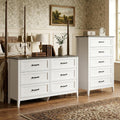 Gizoon 2-Piece Bedroom Furniture Set, Includes 44.8" H 5 Drawer Dresser and 43.3" W 6 Chest of Drawers, Modern Bedroom Dresser Set, with Smooth Rail, Metal Handles, Anti-tip Device, Grey Tabletop