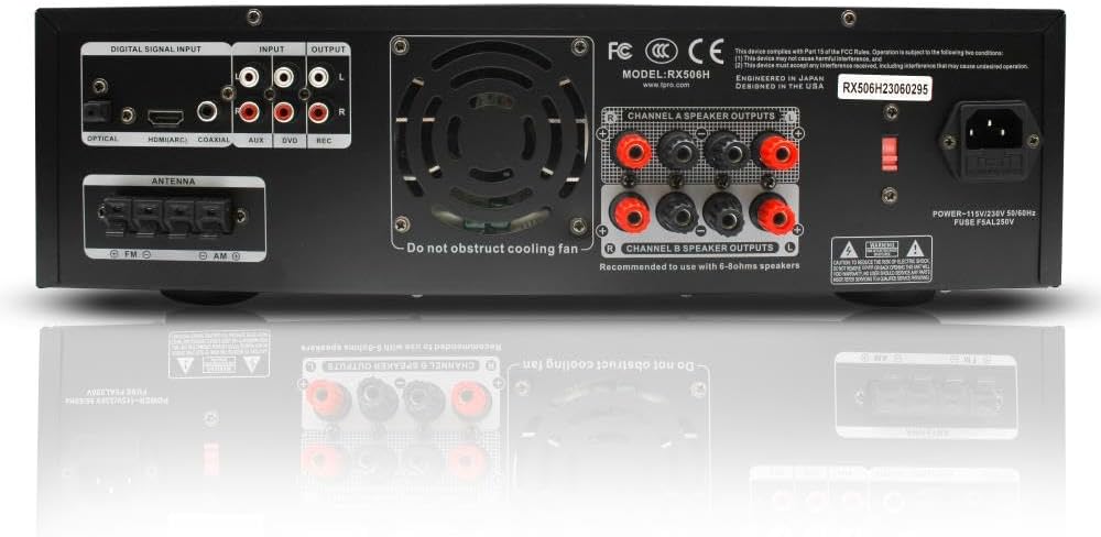 Technical Pro Home Theater System Kit 2000 Watts Bluetooth Amplifier with 6 Qty 5.25" 175 Watts in-Wall in-Ceiling Speakers & 16 Gauge 250 ft. Speaker Wire