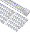 Henwsi 8FT LED Shop Light Fixture, White 10 Pack T8 Integrated Tube Lights, 72W 9500LM 6500K High Output Clear Cover, V Shape 270 Degree Lighting for Garage Warehouse, Upgraded Lights Plug and Play