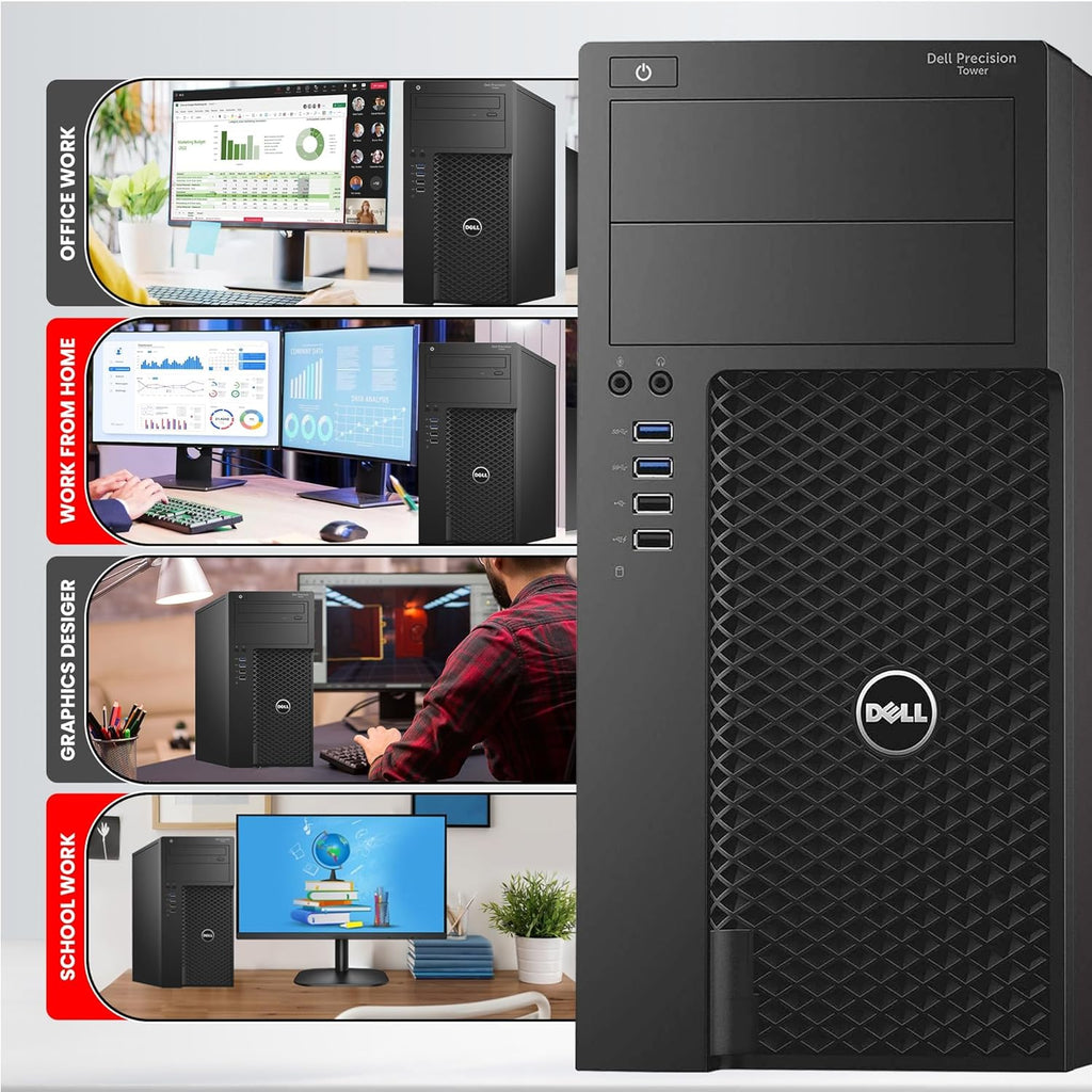 Dell Precision 3620 Mini Tower Desktop Computer – Intel Core i7-6700 6th Gen – 32GB RAM – 1TB SSD – Wireless Keyboard & Mouse – WiFi – Windows 11 Pro – Workstation PC (Renewed)