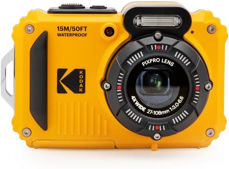KODAK PIXPRO WPZ2 Waterproof Digital Camera, 16MP with 4X Optical Zoom, Shockproof, Dustproof, 1080p Video, Wi-Fi, Yellow