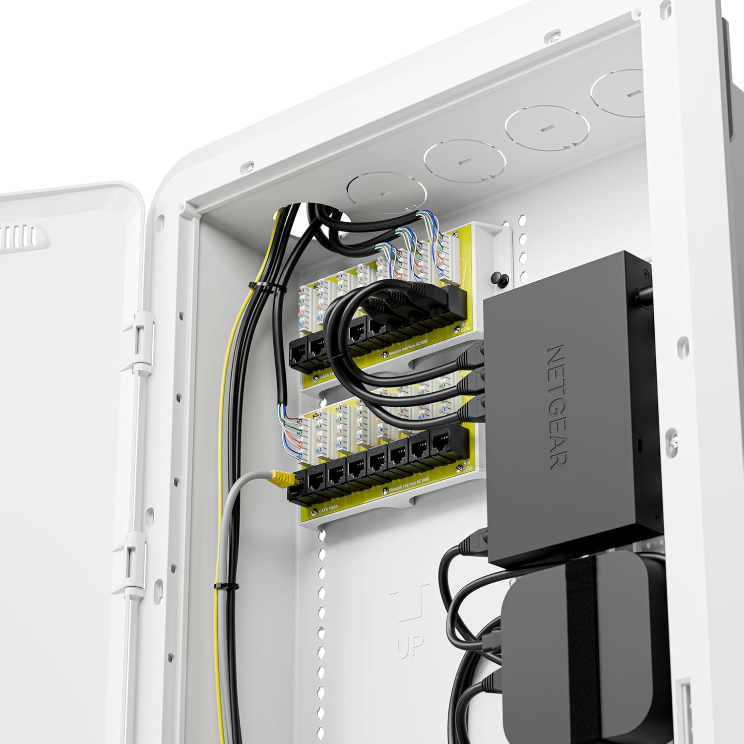 Legrand - On-Q 30 Inch Media Enclosure, WiFi Electrical Box, Cable Management Box for Distribution of Networking Service, Recessed Media Box Lets Signal Through, White, ENP3050NA
