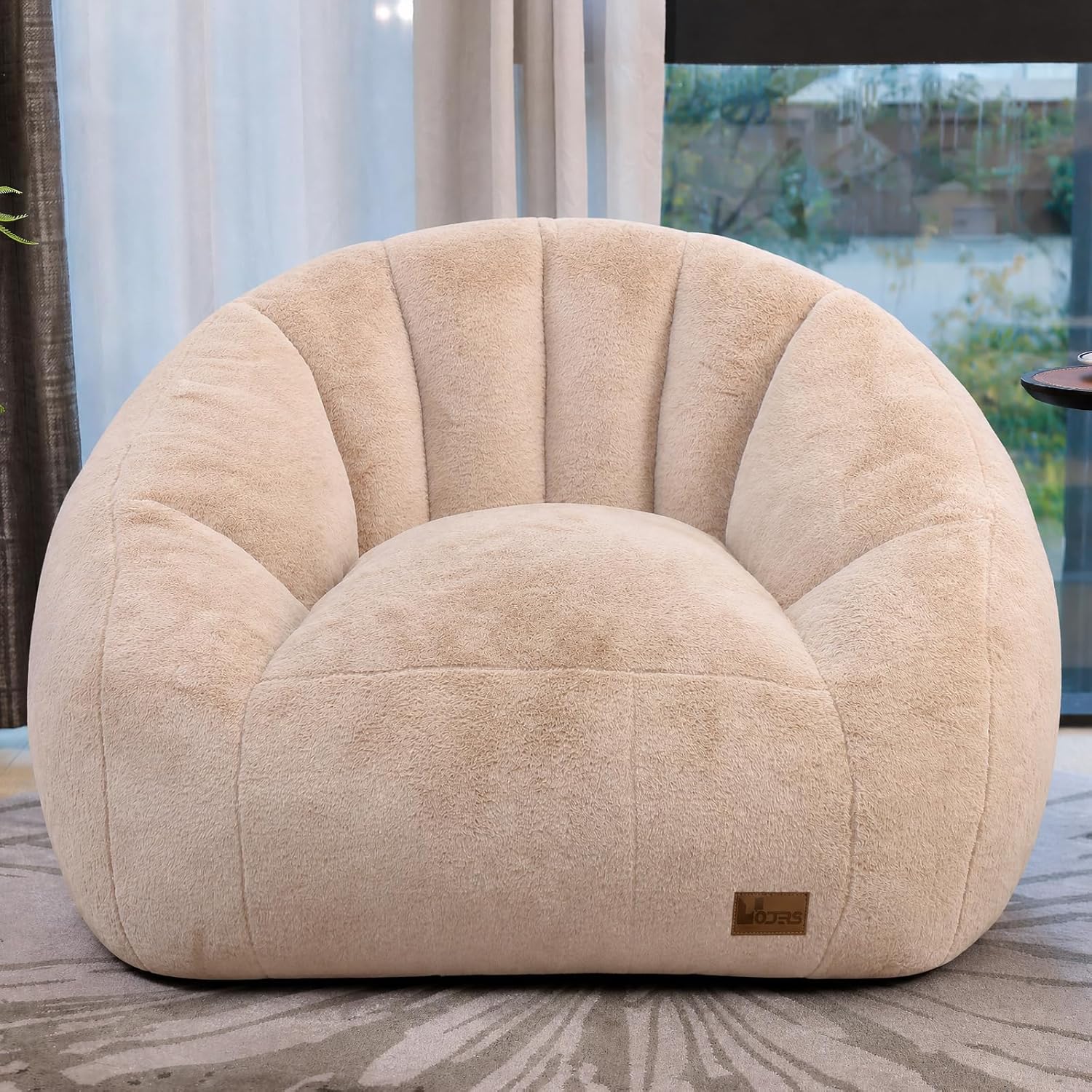 Giant Bean Bag Chair for Adults, Teens and Kids, Cozy Fluffy Corduroy Beanbag Chair with Filler, Large Floor Lounge Sofa for Living Room, Bedroom, Dorm, Gaming and Reading(Khaki)